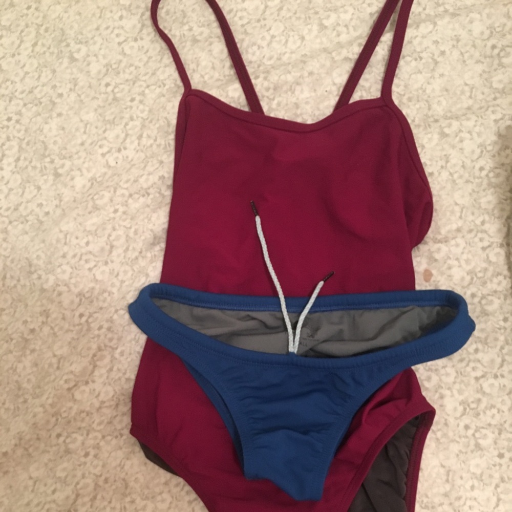Jolyn fixed back one piece suit & blue bottoms